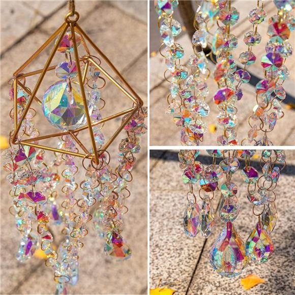 Crystal Suncatchers Hanging Wind Chime Style Garden Suncatcher Rainbow Maker - Picture 4 of 6